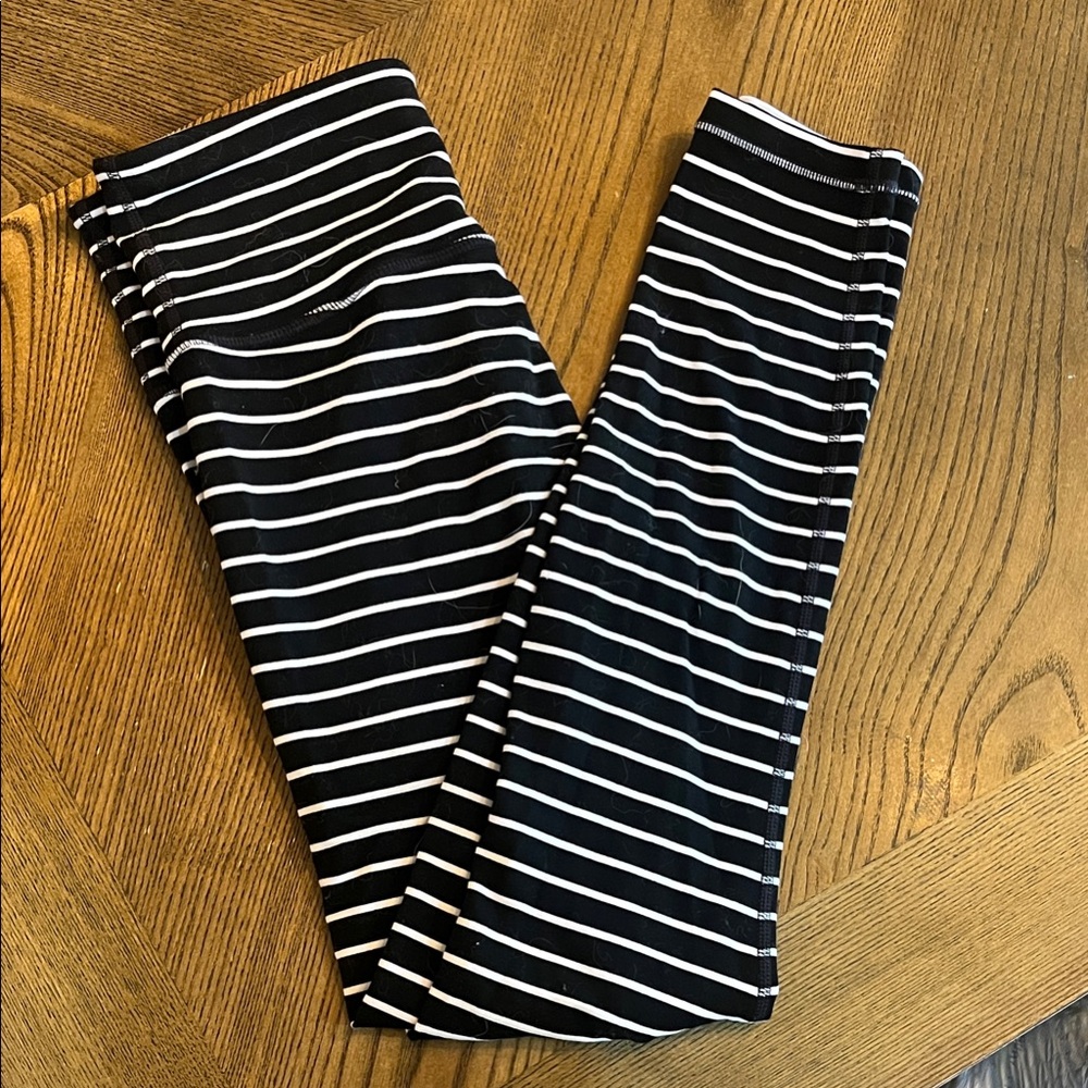 Athleta Striped Black and White Leggings